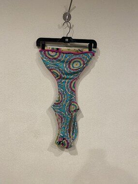 Paradizia One Piece Swimsuit Womens Small Blue Geometric Cutout Bandeau Monokini
